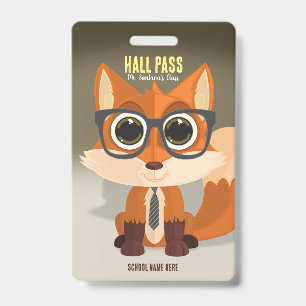 Fox Nerd Hall Pass Badge