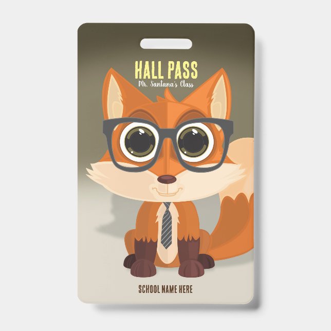 Fox Nerd Hall Pass Badge (Front)