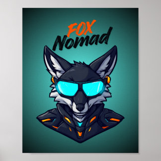 Fox Nomad Cyberpunk Mecha Neon Gaming Poster
