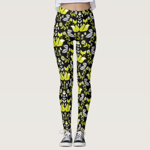 Fox Nordic Scandinavian Folk Art    Leggings