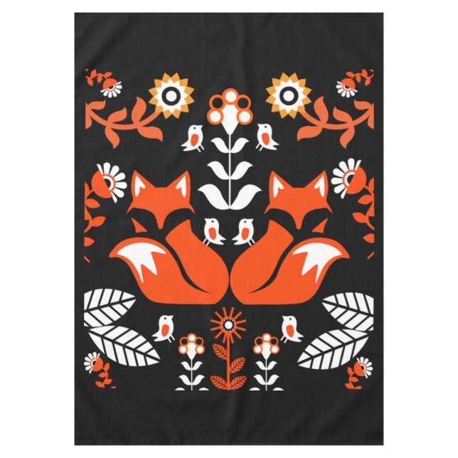 Fox Nordic Scandinavian Folk Art      Tablecloth (Front)