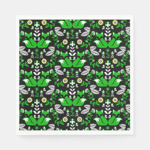 Fox Nordic Scandinavian Folk Art Tablecloth Napkin