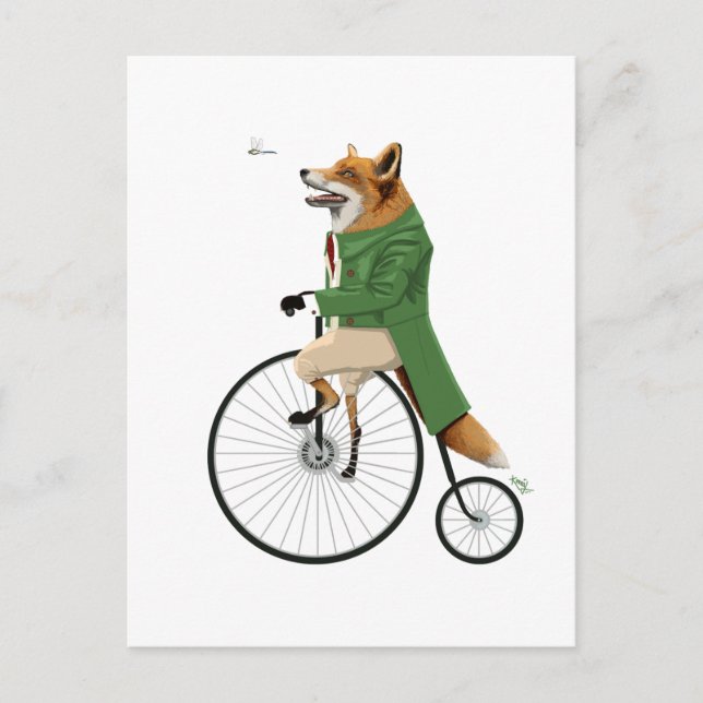 Fox on bike postcard (Front)