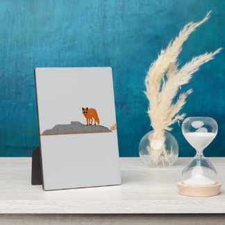 🦊 Fox on the Rock Table Plaque - Desk Decor