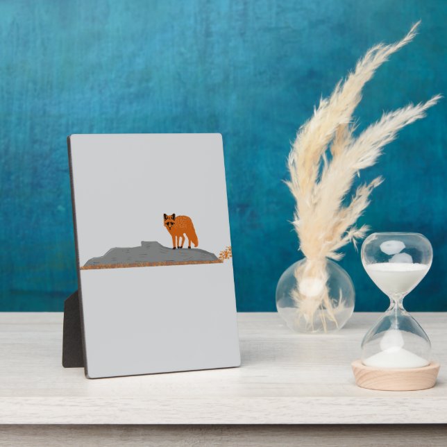 🦊 Fox on the Rock Table Plaque - Desk Decor (Side)