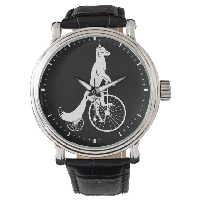 Fox on Vintage Penny Farthing Bike Watch (Front)