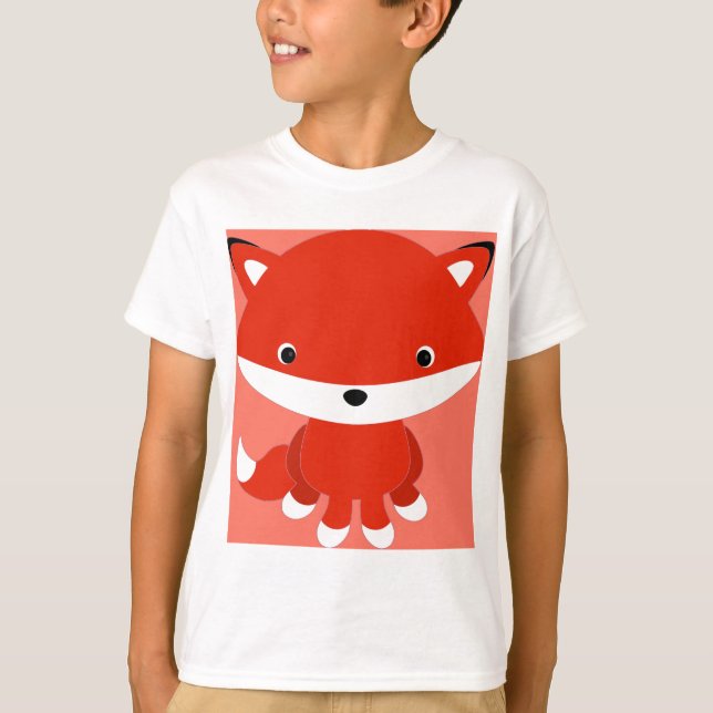Fox orange de bande dessinée mignonne de T-shirt (Devant)