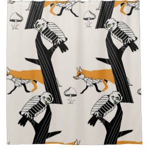 Fox, owl, tree, vintage seamless.