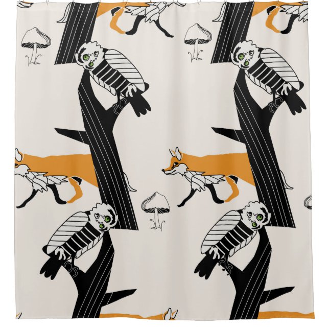 Fox, owl, tree, vintage seamless. (Front)
