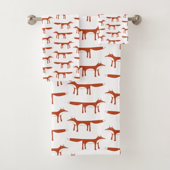 Fox Pattern Bath Towel Set (Insitu)