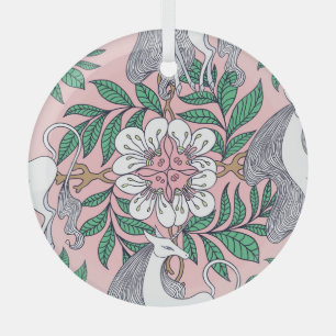Fox Pattern: Whimsical Vintage Seamless Glass Ornament