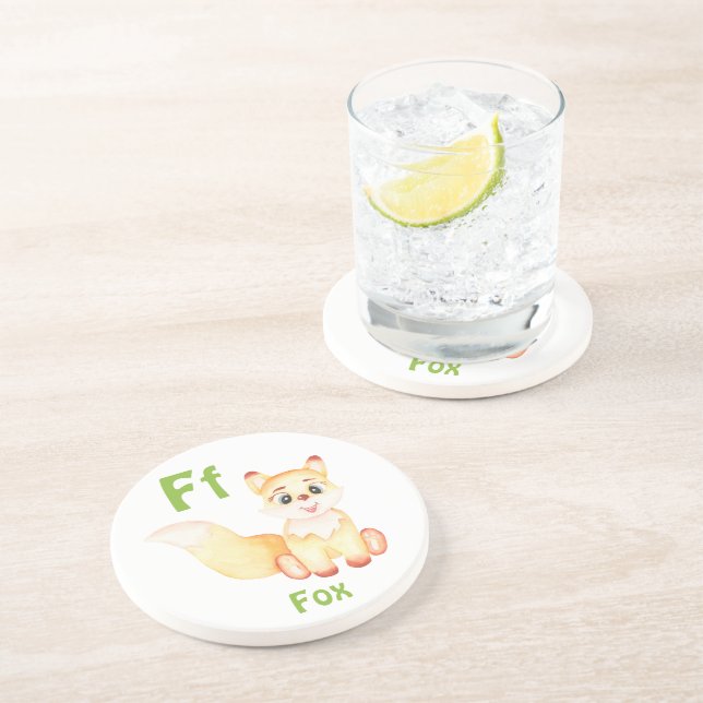 Fox personalize ABC: Letter F - Add Your Name Coaster (Side)