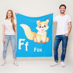 Fox personalize ABC: Letter F - Add Your Name Fleece Blanket