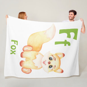 Fox personalize ABC: Letter F - Add Your Name Fleece Blanket