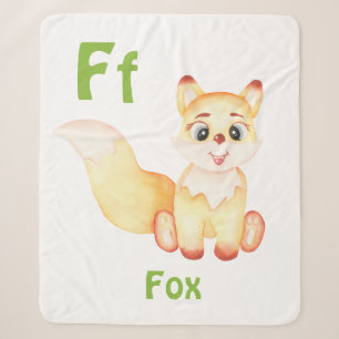 Fox personalize ABC: Letter F - Add Your Name Sherpa Blanket