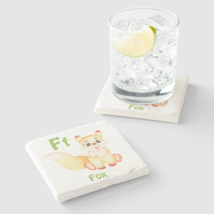 Fox personalize ABC: Letter F - Add Your Name Stone Coaster