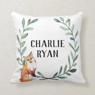 Fox personnalisé de région boisée et coussin de