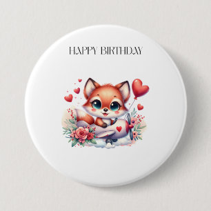 Fox Pilot Birthday 3 Inch Round Button