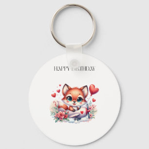 Fox Pilot Birthday Keychain