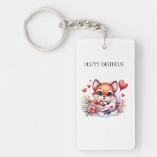 Fox Pilot Birthday Keychain