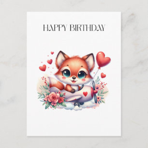 Fox Pilot Birthday Postcard