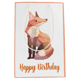 Fox Pixel art, Pixel Art, happy birthday Medium Gift Bag