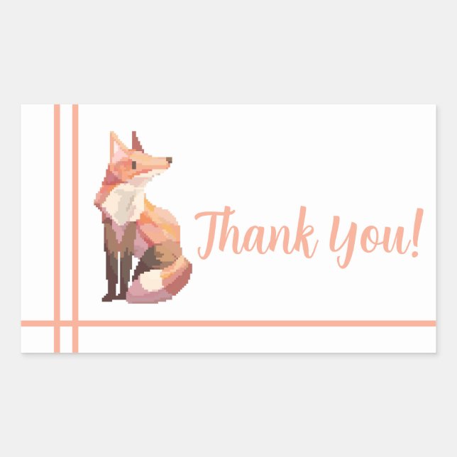 Fox Pixel Art, Pixelart thank you Sticker (Front)