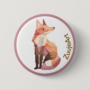 Fox, Pixelart, Pixel Art 2 Inch Round Button