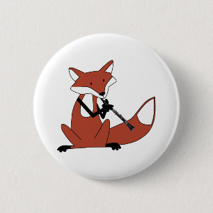 Fox Playing the Clarinet 2 Inch Round Button