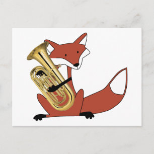 Fox Playing the Euphonium Postcard