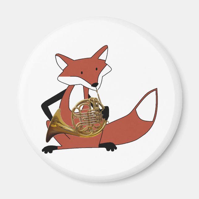 Fox Playing the French Horn Magnet (Front)