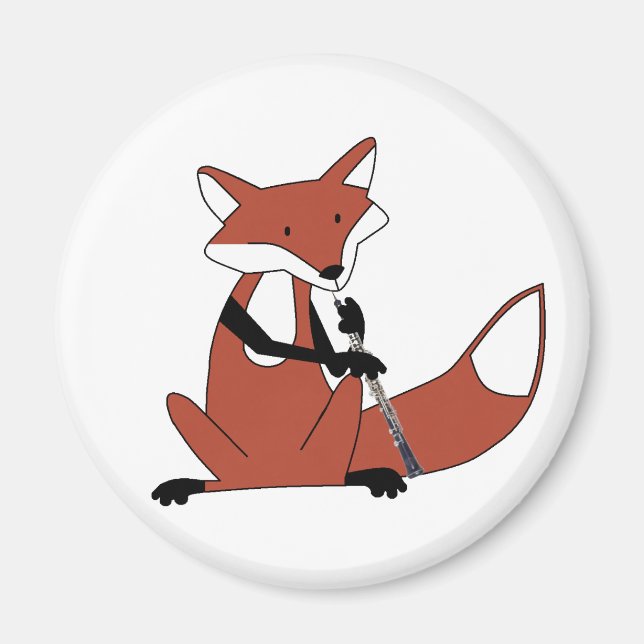 Fox Playing the Oboe Magnet (Front)