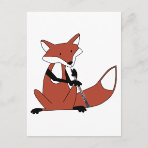 Fox Playing the Oboe Postcard