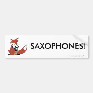 Fox Playing the Saxophone Bumper Sticker