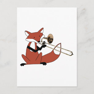 Fox Playing the Trombone Postcard
