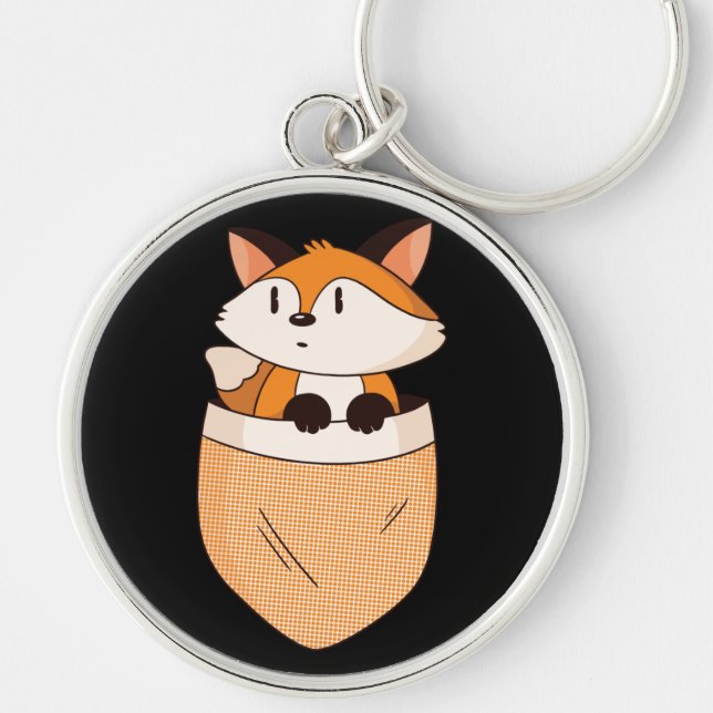 Fox Pocket - Cute Cartoon Design Keychain (Front)