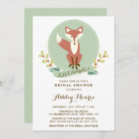 Fox Portrait Green Bridal Show Invitation