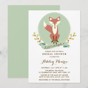 Fox Portrait Green Bridal Show Invitation