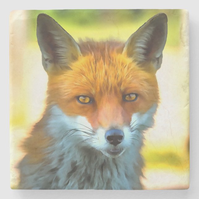 Fox Portrait Realistic Wildlife Art Stone Coaster (Front)