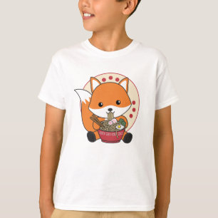 Fox Powered By Ramen Cute Kawaii Foxes T-Shirt