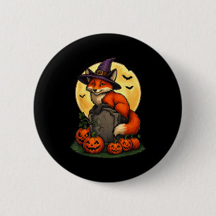 Fox Pumpkin Halloween Tees For Men Women Girls Cos 2 Inch Round Button