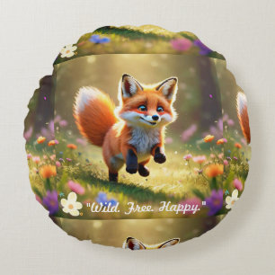"Fox Pup's Delight" Round Pillow