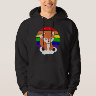 Fox Rainbow Glitter Kawaii Orange Hoodie