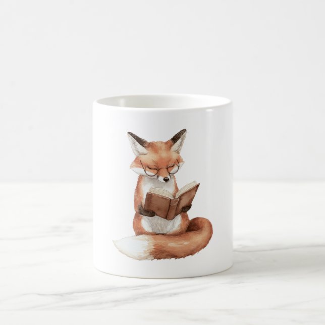 Fox Reading a Book Coffee Mug (Center)