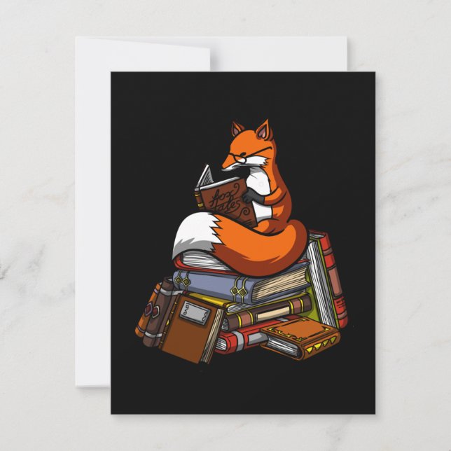 Fox Reading A Book Thank You Card (Front)