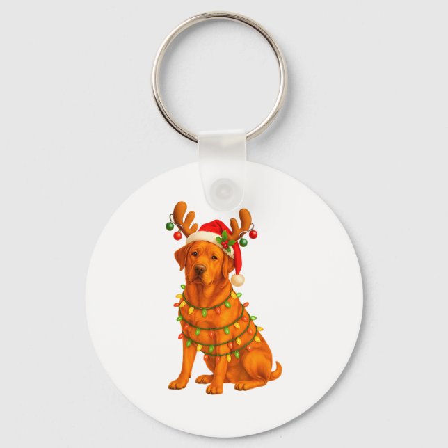 Fox Red Lab Christmas Tree Light Pajama Labrador D Keychain (Front)