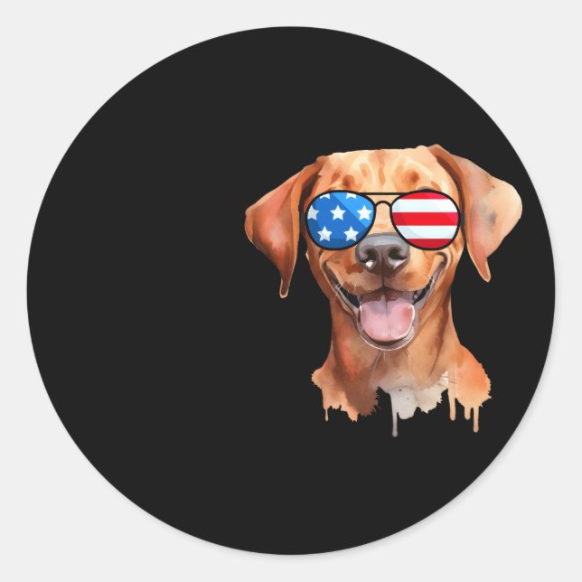 Fox Red Lab Mom Dad Flag Labrador Retriever Classic Round Sticker (Front)