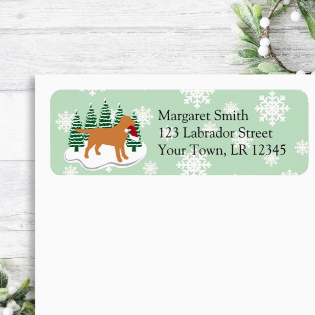 Fox Red Labrador À feuillage persistant Adresse de (Fox Red Labrador Evergreen Silhouette Design Return Address Label for Labrador Owners.)