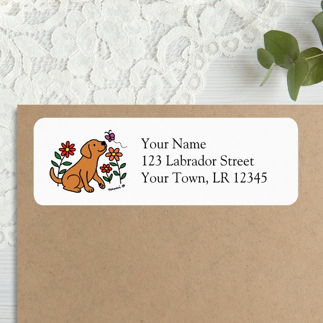 Fox Red Labrador and Green (Fox Red Labrador and Green Return Address Labels for Labrador Owners.  Cute Lab cartoon Design.)