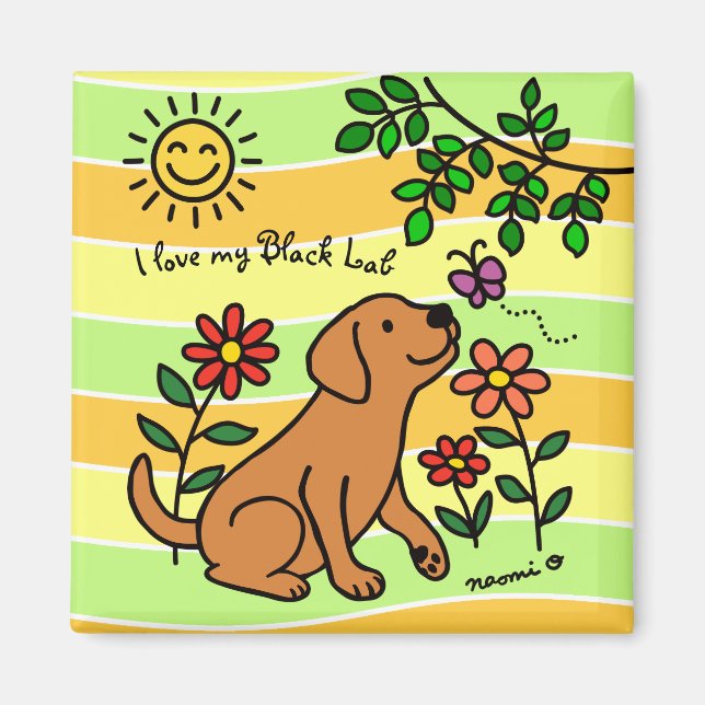 Fox Red Labrador and Green Citrus Colours Magnet (Front)